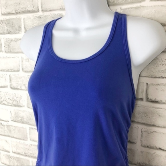 GAP FIT Drawstring Tie Side Ruched Tank Top Purple Royal Blue Active Yoga XS - Picture 3 of 6